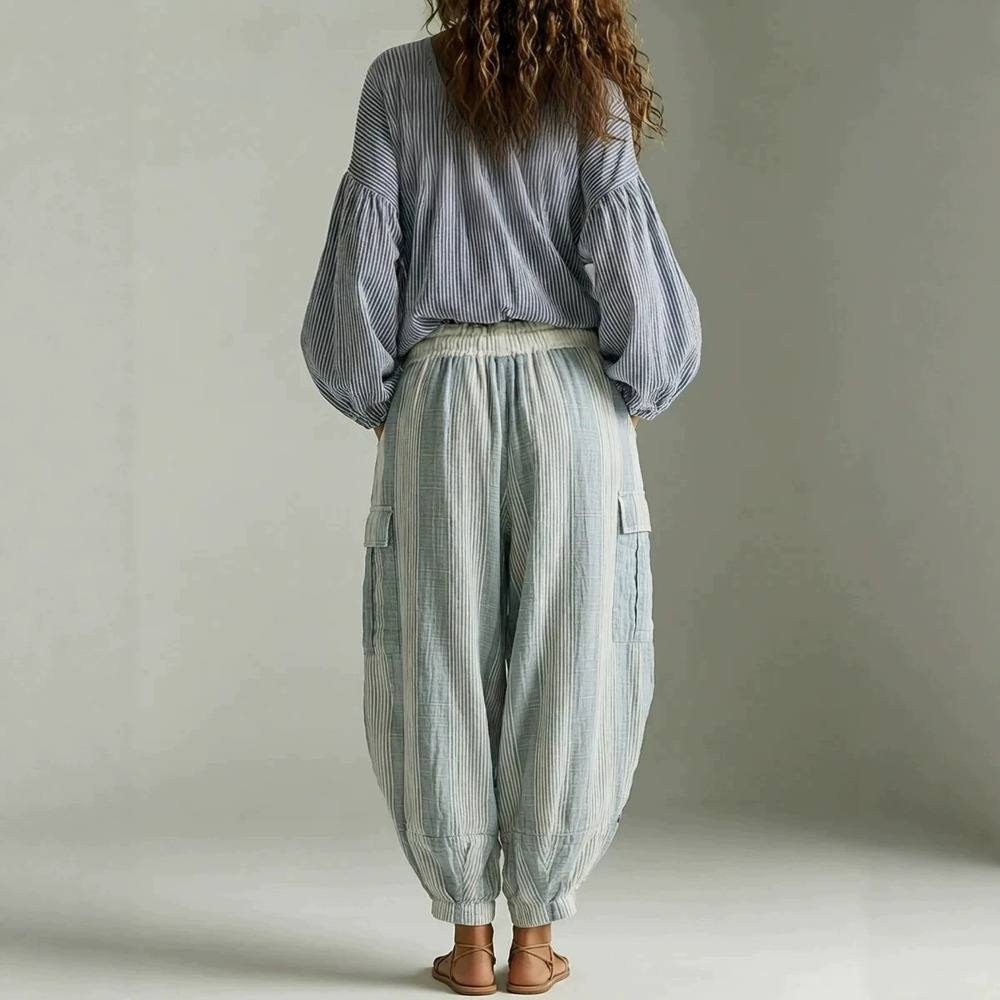 Zara Striped Colorblock Irregular Pants Set - Picture 2 of 6